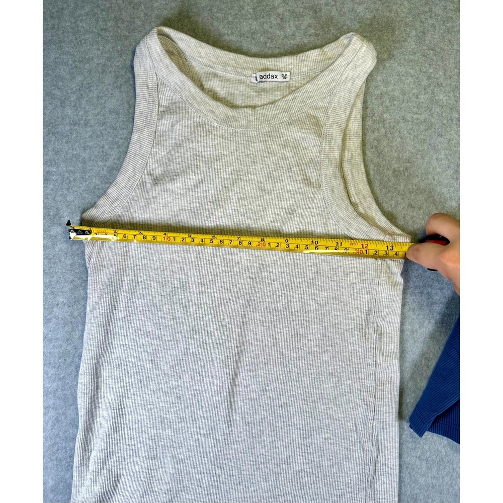 Addax Ribbed Tank Top Womens L Gray Marlin Cotton Stretch Halter Neck Lot Of 2 - Picture 6 of 9